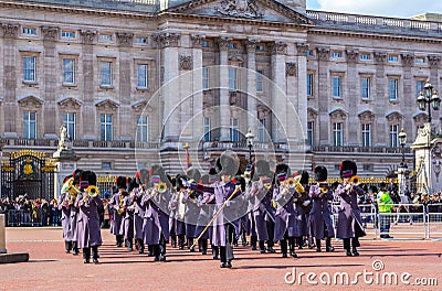 Queens Guards Musicians outside Buckingham Palace