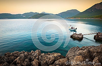 Quiet bay with a lonely boat