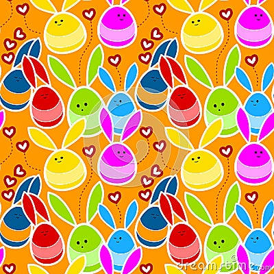 Rabbits in love seamless background