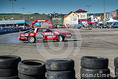 Racing car in drift contest