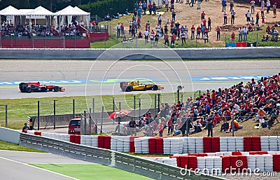 Racing cars on a circuit during The Formula