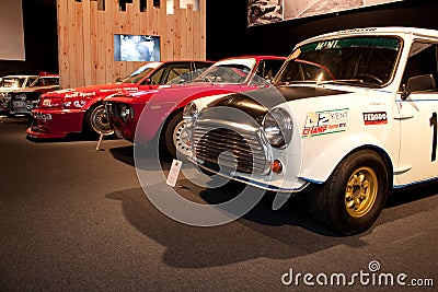Racing cars on display