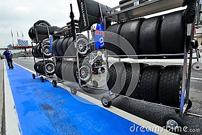 Racing tires and wheels in Monza race track