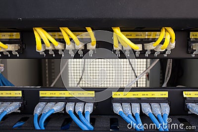 Rack Server Internet Connected with LAN cables.