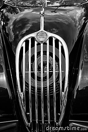 Radiator (engine cooling) sports car Jaguar XK140 Roadster, (black and white)