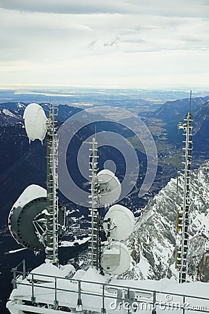 Radio antennae and on Zugspitze