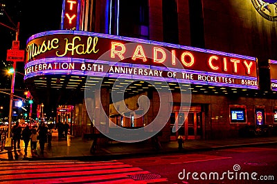 Radio City Music Hall neon sign