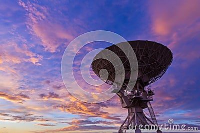 Radio Telescope at Sunset