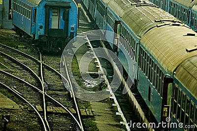 Rail Yard with Old Train Cars