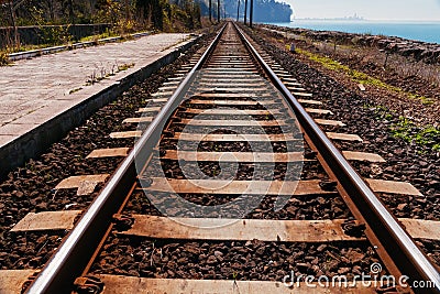 Railroad track near sea beach