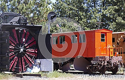 Railroad Train Cars Including Snowblower