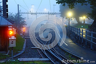 Railway station in dawn