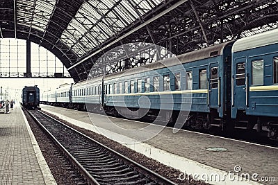 Railway station with train