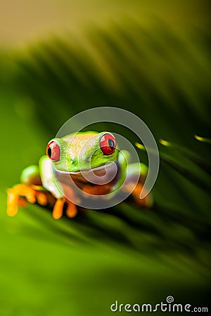 Rain forest tropical theme with colorful frog