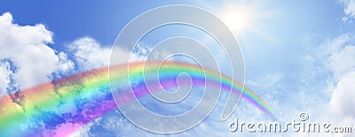 Rainbow and blue sky website banner