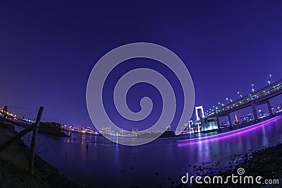 Rainbow Bridge and the Beautiful Tokyo City Lights