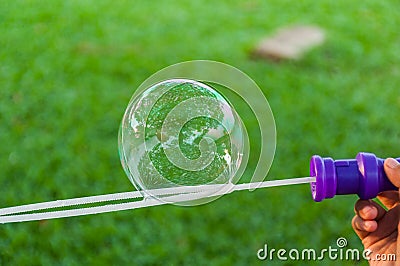 The rainbow bubbles from the bubble blower