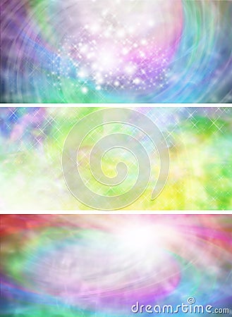 3 Rainbow Colored Abstract Sparkling Banners Stock ...