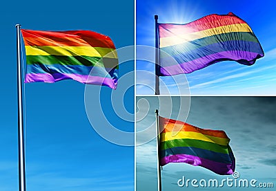 Rainbow flag waving on the wind