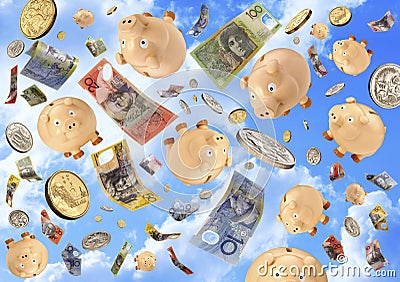 Raining Money Piggy Banks