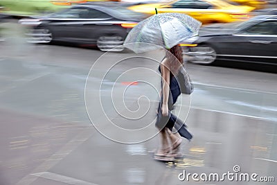 Rainy day in the city on motion blur