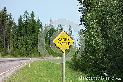 A range cattle sign for motorists