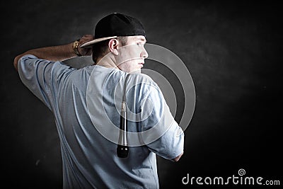 Rap singer rapper man with microphone