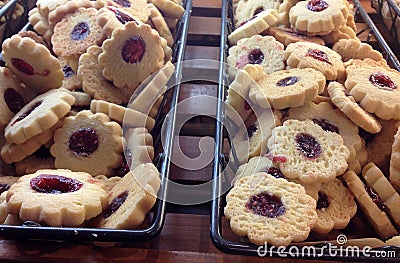 Raspberry Tart Cookies in Baskets