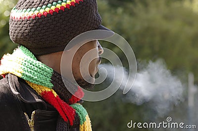 Rasta man and smoke