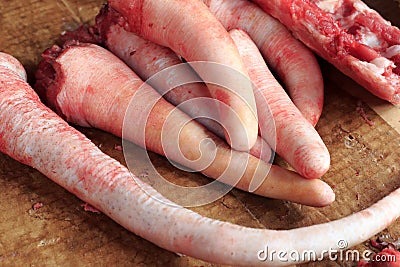 Raw pig tail