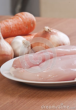 Raw white chicken meat