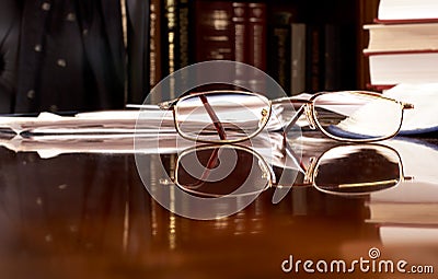 Reading glasses on desk