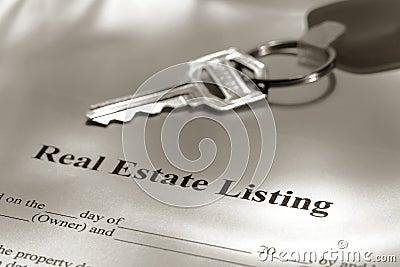 Real Estate Listing Sale Contract and House Keys