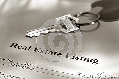 Real Estate Contract on Real Estate Listing Sale Contract And House Keys Stock Image   Image