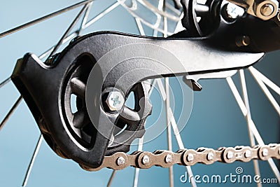 Rear bike cassette on the wheel with chain