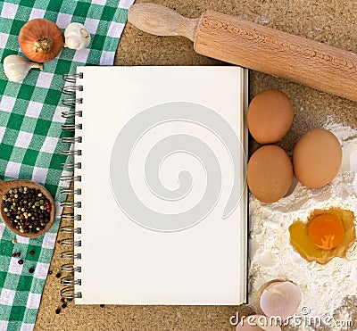 Recipe book with ingredients