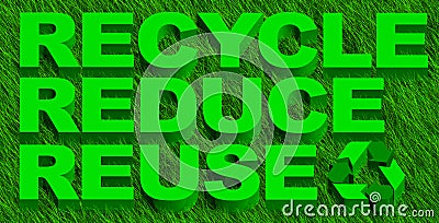 Recycle Reduce Reuse Words Over Green Gra