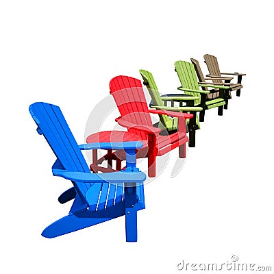 Recycled Plastic Color Adirondack Chairs In Row Stock Photo - Image