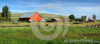 Red barn in a farm Eastern Washington.