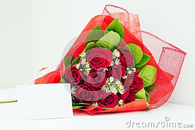Red bouquet with card