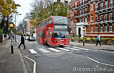Red bus on Abbey Road