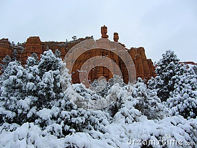 Red Canyon covered in snow, Utah