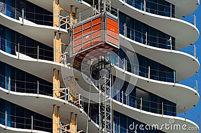 Red container on construction site