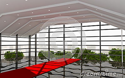 Red Corridor office interior modern