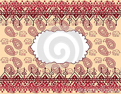 Red and cream oriental elephant and paisley henna banner
