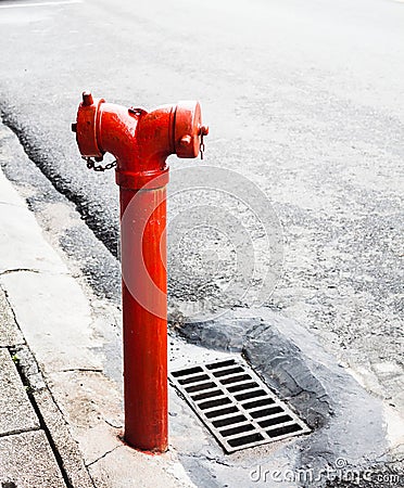 Red fire hydrant on the street