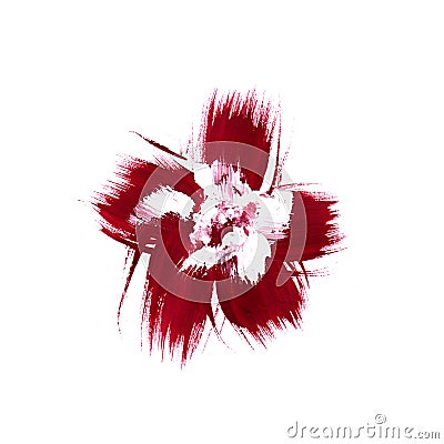 Red flower abstract brush paint