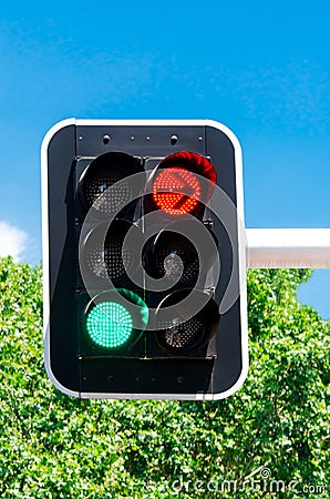 Red and green traffic lights