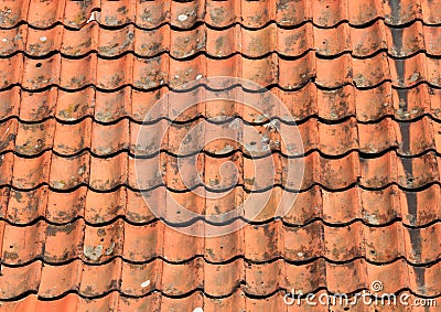 Red grunge clay roof tile background