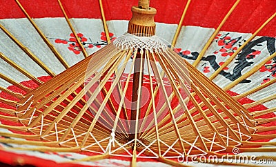 Red Japanese umbrella inside